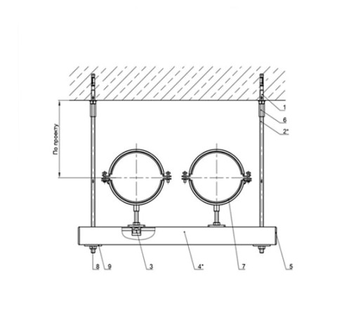 Крепления двух трубопроводов к перекрытию в Могилёве