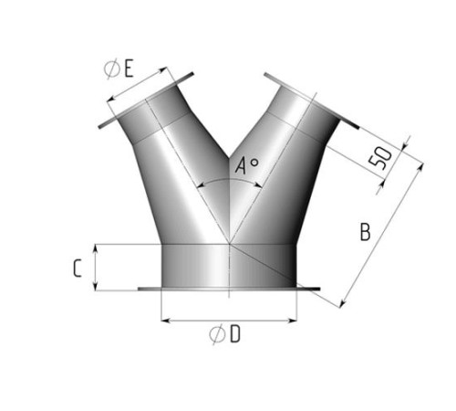 Титановые неравнопроходные Y-тройники для воздуховодов в Могилёве